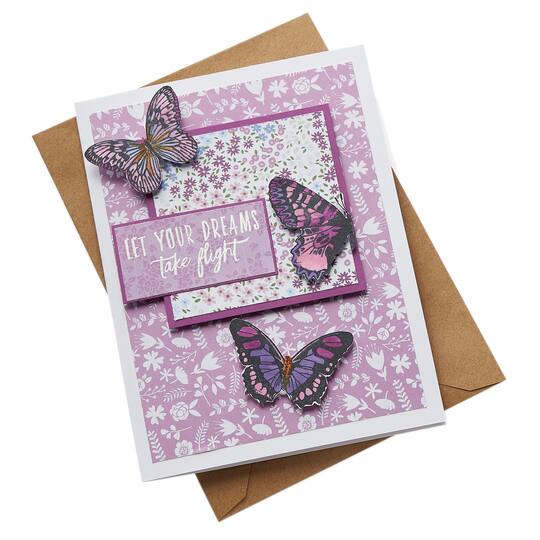 12 Butterfly Embellishments for card making and crafts purple/blue/pink/green 